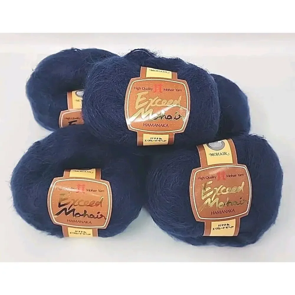 Hamanaka Exceed Mohair Wool Yarn Color 15 Dark Blue 40g Approx. 100m 5-ball set